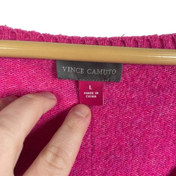 Vince Camuto Women’s Paradox V-Neck Center Seam Sweater in Pink Size L - Picture 9 of 10